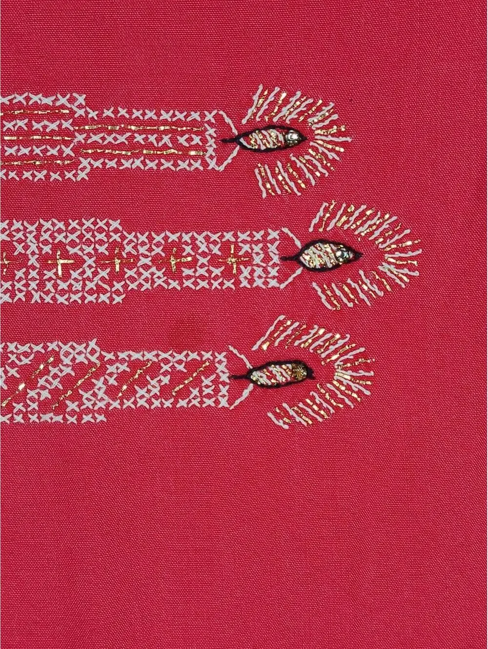 Vintage 50s Tablecloth Rhinestone Hand Embroidery Sparkle Candles Holiday 60x92
